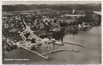 AK Foto Fährehafen Konstanz-Staad Luftbild 1954