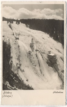 AK Foto Feldberg Schwarzwald Skistadion im Winter Bahnpost 1939