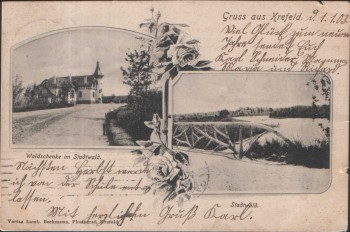 AK Gruss aus Krefeld Waldschenke im Stadtwald 1903