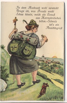 AK Leporello Herrnskretschen Wanderin mit Rucksack Hřensko b. Děčín Tetschen Tschechien 1925