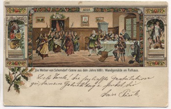 AK Litho Die Weiber von Schorndorf Wandgemälde im Rathaus 1904