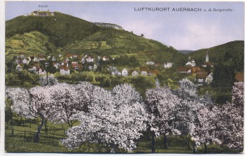 AK Luftkurort Auerbach a. d. Berstraße Ortsansicht mit Schloß b. Bensheim 1929 AK Luftkurort Auerbach a. d. Berstraße Ortsansicht mit Schloß b. Bensheim 1929