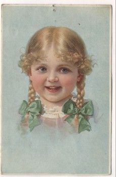 AK Kind Mädchen mit Zöpfen lachend 1926