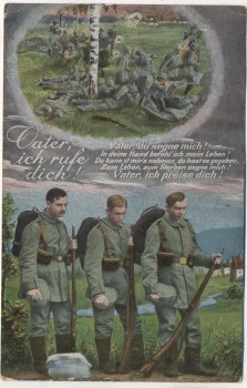 AK Vater, ich rufe dich ! 3 Soldaten an Vater denkend 1914