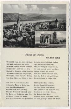 VERKAUFT !!!   AK Rhens am Rhein Ortsansicht mit Königsstuhl und Gedicht 1935
