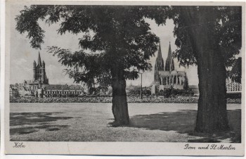AK Köln Dom und St. Martin Stempel 2.Kriegs-WHW 1941