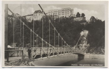 AK Foto Passau Hängebrücke mit Oberhaus 1930