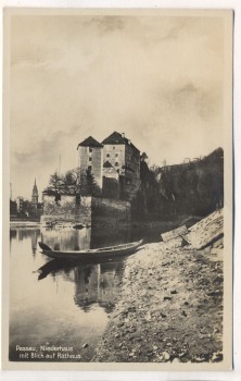 AK Foto Passau Niederhaus mit Blick auf Rathaus 1935