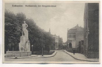 AK Eschweiler Moltkestraße mit Kriegerdenkmal 1910