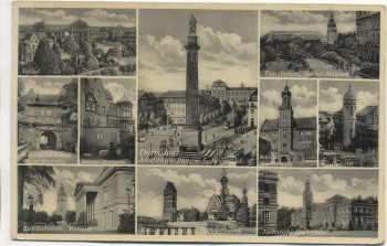 VERKAUFT !!!   AK Mehrbild Darmstadt 10 Bilder Paradeplatz Schloß Adolf-Hitler-Platz ... 1935