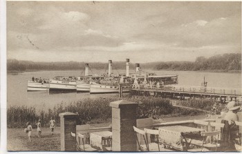 AK Lehnitz Restaurant Zum Seelöwen viele Schiffe Kinder b. Oranienburg 1920 RAR