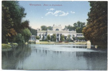AK Warschau Warszawa Palac w. Lazienkach mit Teich und Bäumen Polen 1910