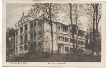 VERKAUFT !!!   AK Sellin auf Rügen Pension Seeschloss Besitzer: W. Richert 1928 RAR