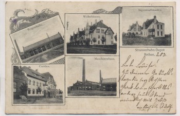 VERKAUFT !!!   AK Rethen Leine Laatzen Strassenbahn-Depot Kantine Maschinenhaus Wagenhalle .. 1903 RAR