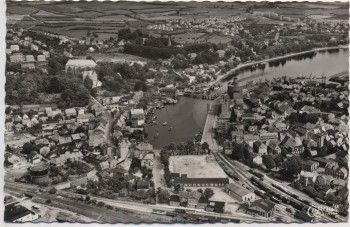 VERKAUFT !!!   AK Foto Ostseebad Eckernförde Borby Fliegeraufnahme viele Züge 1960