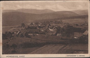 AK Hohegeiss Harz Unterdorf und Brand b. Braunlage 1920 AK Hohegeiss Harz Unterdorf und Brand b. Braunlage 1920