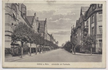 AK Hanau am Main Jahnstraße mit Turnhalle 1918