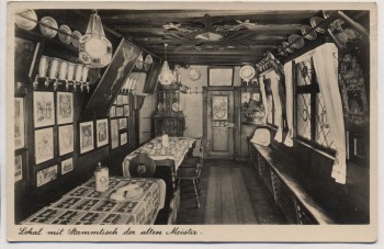 AK Nürnberg Bratwurstglöcklein Lokal mit Stammtisch der alten Meister 1933