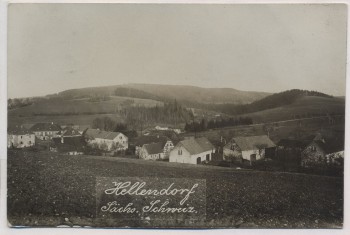 VERKAUFT !!!   AK Foto Hellendorf Sächs. Schweiz Ortsansicht b. Bad Gottleuba 1928