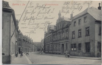 AK Hartha in Sachsen Bismarckstrasse mit Kindern Feldpost 1914