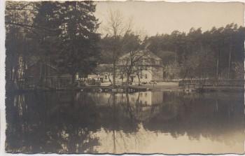 AK Foto Bad Düben Heide-Gasthof Eisenhammer mit Autos 1930