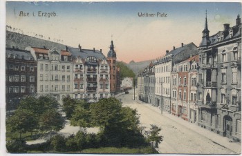 AK Aue im Erzgebirge Wettiner-Platz 1919