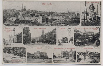 VERKAUFT !!!   AK Mehrbild Hof in Bayern Saale Bahnhof Wörthstrasse Bismarckstrasse ... 1918