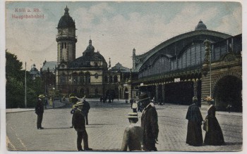 VERKAUFT !!!   AK Köln am Rhein Hauptbahnhof viele Menschen 1906