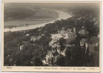 AK Foto Dresden Weisser Hirsch Luisenhof HO-Gaststätte Blick auf Elbe 1963