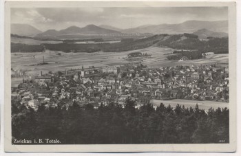 VERKAUFT !!!   AK Foto Zwickau in Böhmen Totale Ortsansicht Cvikov Tschechien 1929