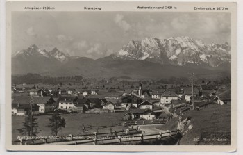 AK Foto Wallgau gegen Wettersteinwand Ortsansicht 1936