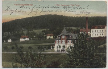 VERKAUFT !!!   AK Oberneuschönberg Hotel Restaurant Villa Carola mit Holzwarenfabrik Günzel b. Olbernhau 1906 RAR