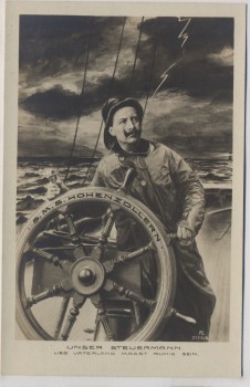 VERKAUFT !!!   AK Kaiser Wilhelm II. Unser Steuermann S.M.S. Hohenzollern Schiff 1905 RAR Sammlerstück