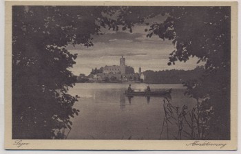 AK Lagow Abendstimmung mit Schloß Neumark Łagów (Powiat Świebodziński) Polen 1920