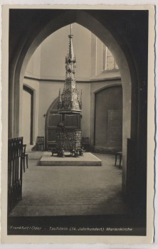 VERKAUFT !!!   AK Foto Frankfurt (Oder) Marienkirche Taufstein 1940