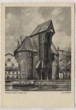 Künstler-AK Danzig Krantor H. Bensch Gdańsk Polen 1940