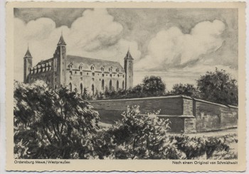 Künstler-AK Ordensburg Mewe Westpreußen Schmidtwalt Gniew Polen 1940
