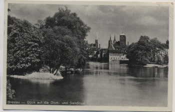 AK Foto Breslau Blick auf Dom- und Sandinsel Wrocław Schlesien Polen 1937