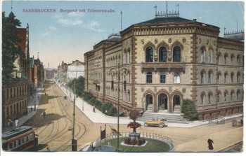 AK Saarbrücken Bergamt mit Triererstraße 1919