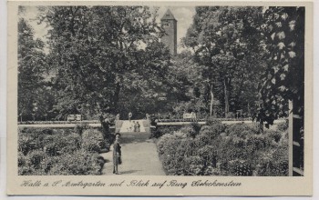 VERKAUFT !!!   AK Halle an der Saale Amtsgarten mit Blick auf Burg Giebichenstein 1943