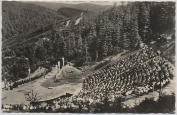 AK Foto Naturtheater Meininger Theater viele Menschen Steinbach-Langenbach b. Schleusegrund Landpoststempel 1958