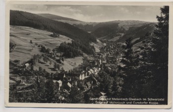VERKAUFT !!!   AK Foto Sommerfrische Mellenbach-Glasbach im Schwarzatal Blick auf Mellenbach und Cursdorfer Koppe 1946
