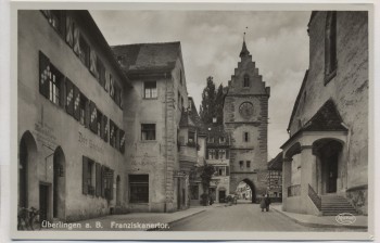 VERKAUFT !!!   AK Foto Überlingen am Bodensee Franziskanertor mit Haus Der Seebote 1935