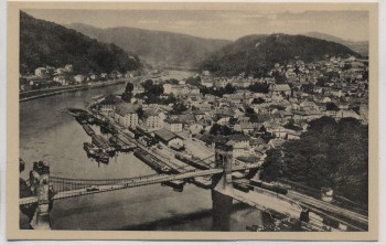 AK Tetschen an der Elbe mit der Kettenbrücke Ortsansicht Děčín Böhmen & Mähren Tschechien 1930
