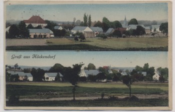 VERKAUFT !!!    AK Gruß aus Höckendorf Ortsansicht b. Laußnitz Königsbrück Lausitz 1920 RAR