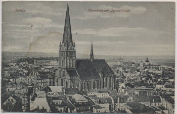 AK Stettin Panorama mit Jacobi-Kirche Pommern Szczecin Polen Feldpost 1918