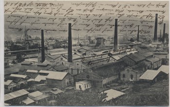VERKAUFT !!!   AK Deuben Gußstahlfabrik Ortsansicht b. Freital 1907 RAR