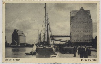 AK Seestadt Rostock Partie am Hafen Schiff Emil Hamburg Feldpost 1939
