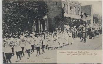 AK Husum Umzug Spielleute 300jähriges Stadtjubiläum und Heimatsfest 4-8.Juli 1903 RAR
