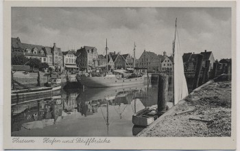 AK Husum Hafen und Schiffbrücke Feldpost 1940